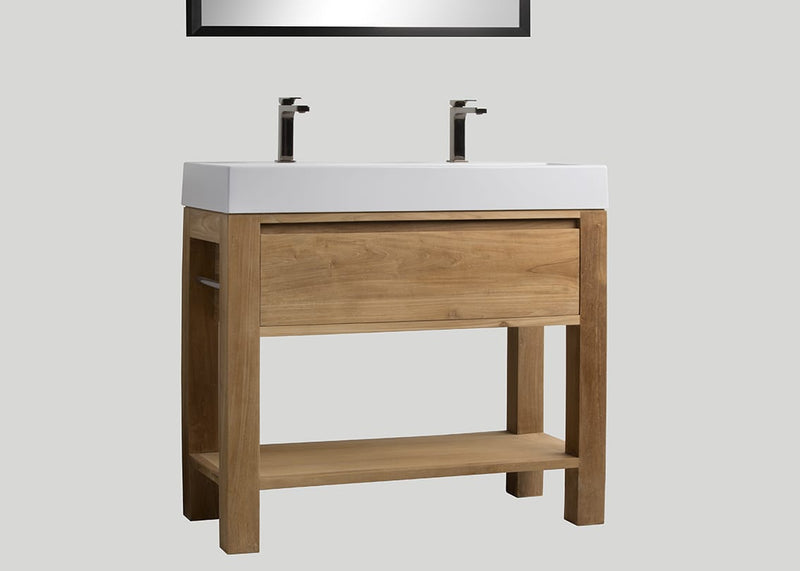 Keramiek enkele wastafel Muse glans wit (2 kr.gt) - 100 cm