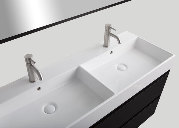 Blend keramiek dubbele wastafel Muse glans wit (2 kr.gt) - 120 cm