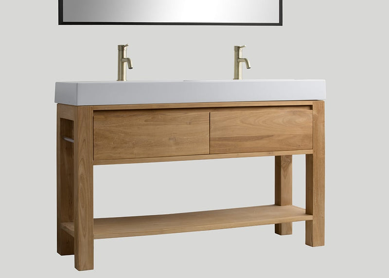 Keramiek dubbele wastafel Muse glans wit (2 kr.gt) - 140 cm