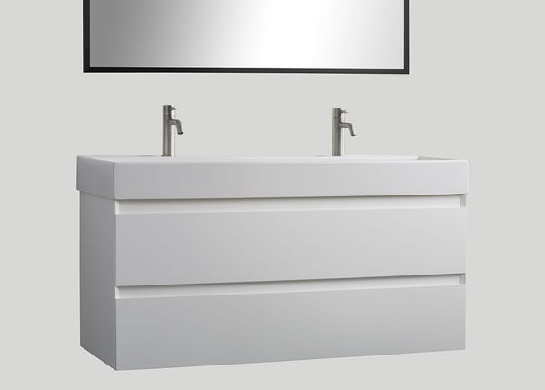 Keramiek enkele wastafel Muse glans wit (2 kr.gt) - 120 cm