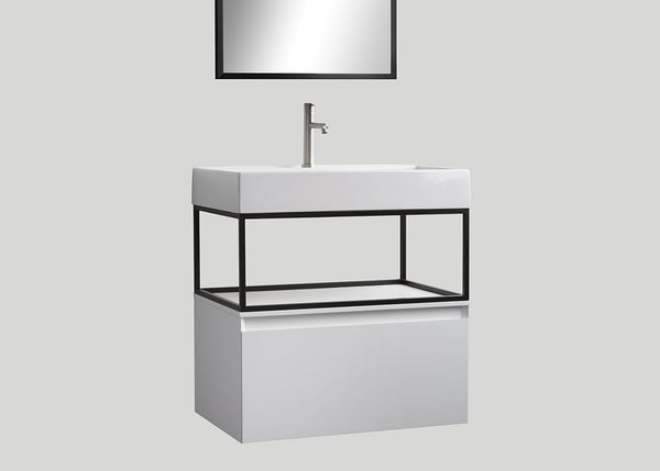 Keramiek enkele wastafel Muse glans wit (1 kr.gt) - 60 cm