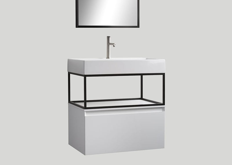 Keramiek enkele wastafel Muse glans wit (1 kr.gt) - 60 cm