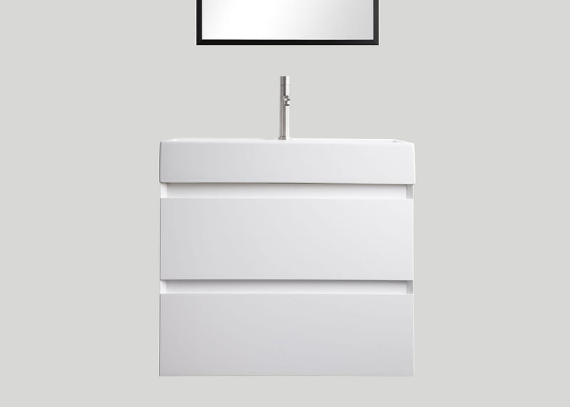 Blend keramiek enkele wastafel Muse glans wit met kraangat - 100 cm