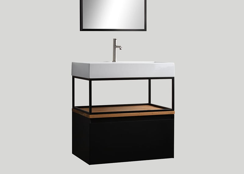 Blend keramiek enkele wastafel Muse glans wit met kraangat - 70 cm