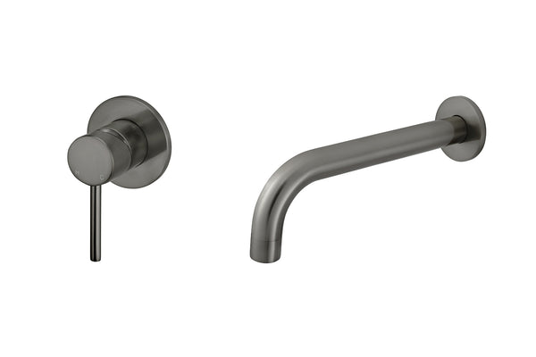 Gun metal PVD wandkraanset met uitloop en mengkraan