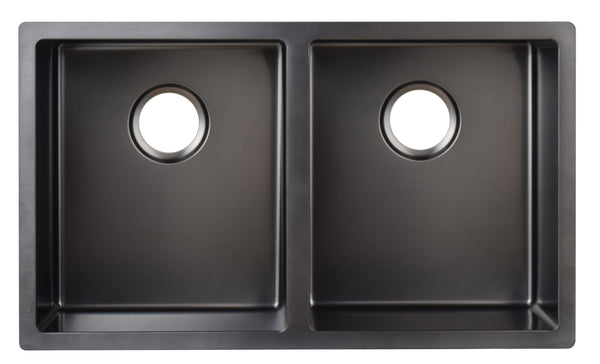 Meir RVS dubbele spoelbak Lavello PVD geborsteld gun metal - 76 cm