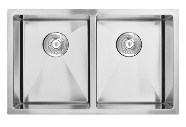 Meir RVS dubbele spoelbak Lavello PVD geborsteld nikkel - 76 cm