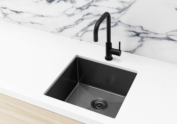 Meir RVS enkele spoelbak Lavello PVD geborsteld gun metal - 45 cm