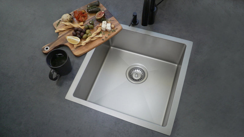 Meir RVS enkele spoelbak Lavello PVD geborsteld nikkel - 45 cm