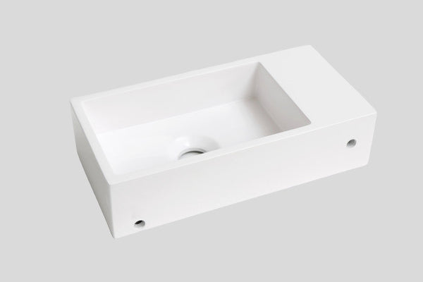 Blend polystone toiletfontein Sens links glans wit met kraangat - 36 cm