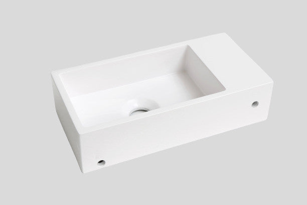 Blend polystone toiletfontein Sens links glans wit zonder kraangat - 36 cm