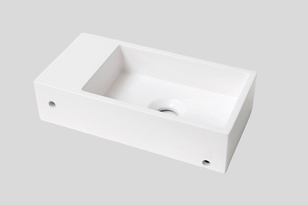 Blend polystone toiletfontein Sens rechts glans wit met kraangat - 40 cm