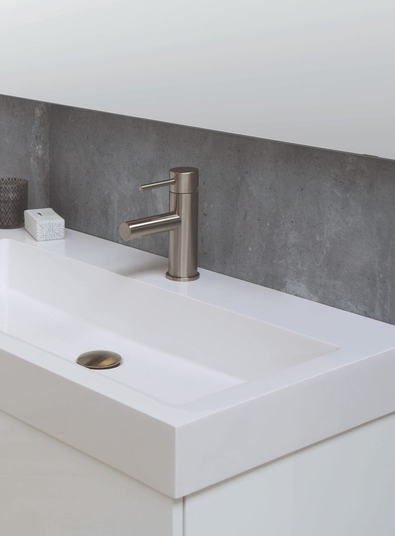 Mastello teak badmeubel Mallorca en polystone wastafel glans wit met kraangat - 100 cm