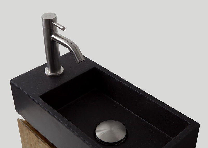 Blend quartz toiletfontein Rebel links mat zwart zonder kraangat - 36 cm