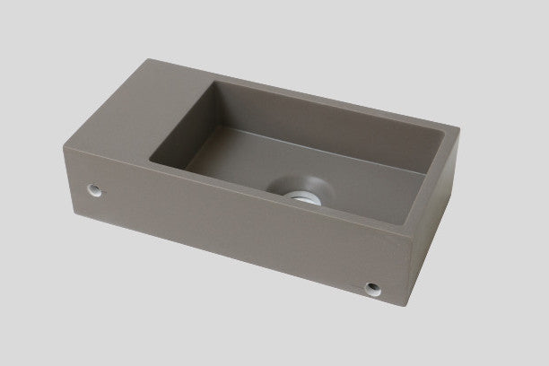 Blend quartz toiletfontein Rebel rechts mat beton grijs zonder kraangat - 36 cm