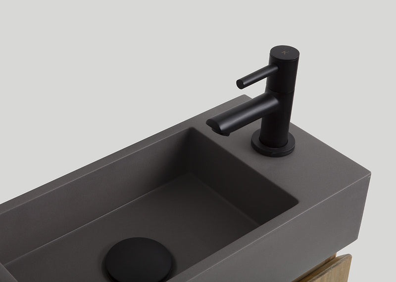 Blend quartz toiletfontein Rebel rechts mat beton grijs zonder kraangat - 36 cm