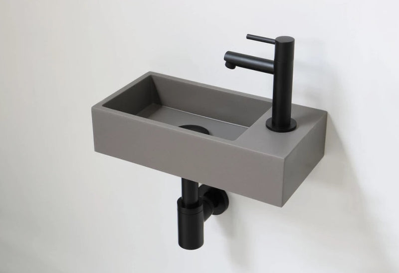 Blend quartz toiletfontein Rebel rechts mat beton grijs zonder kraangat - 36 cm