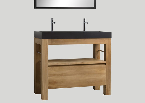 Quartz enkele wastafel Raw mat zwart (2 kr.gt) - 100 cm