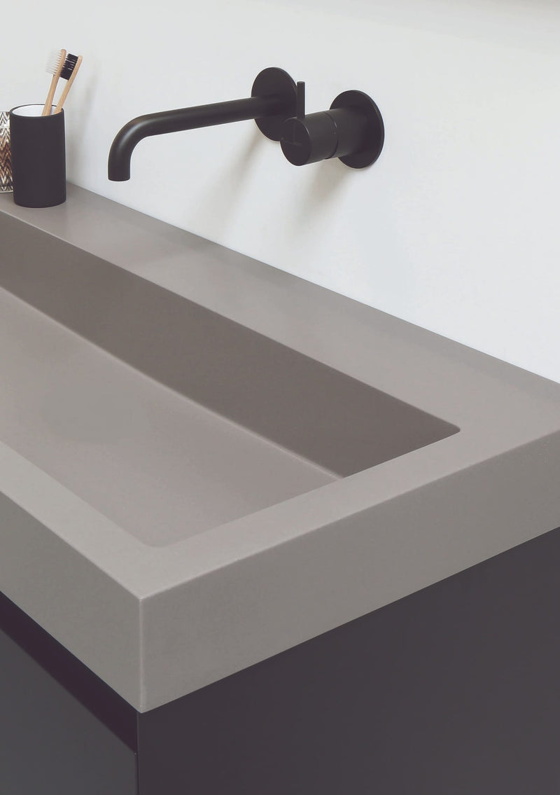 Mastello teak badmeubel Loft (2 lades) met frame en quartz wastafel mat beton grijs zonder kraangaten - 120 cm