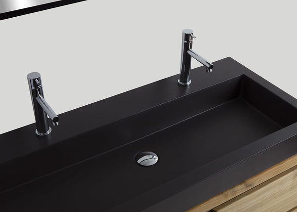 Blend quartz enkele wastafel Raw mat zwart (2 kr.gt) - 120 cm