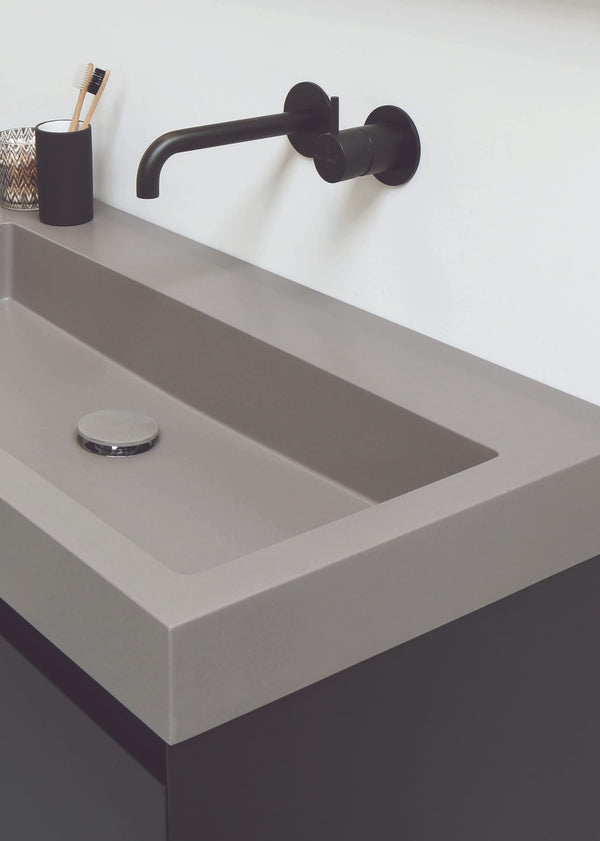 Blend quartz enkele wastafel Raw mat beton grijs (0 kr.gt) - 70 cm
