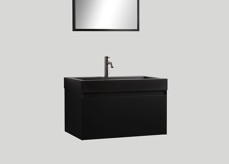 Quartz enkele wastafel Raw mat zwart (0 kr.gt) - 70 cm