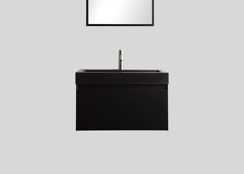 Blend quartz enkele wastafel Raw mat zwart met kraangat - 70 cm