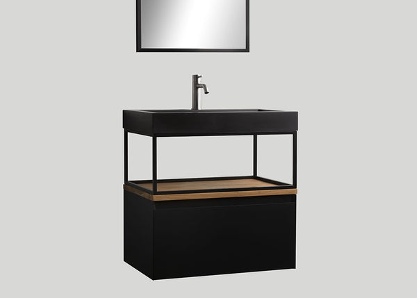 Quartz enkele wastafel Raw mat zwart (0 kr.gt) - 90 cm