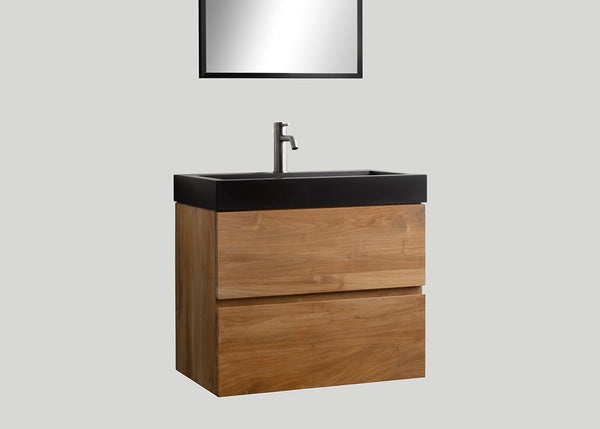 Quartz enkele wastafel Raw mat zwart (1 kr.gt) - 90 cm