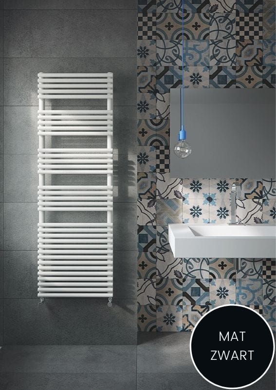 Instamat handdoekradiator Bologna mat zwart met aansluitset - 116 x 60 cm