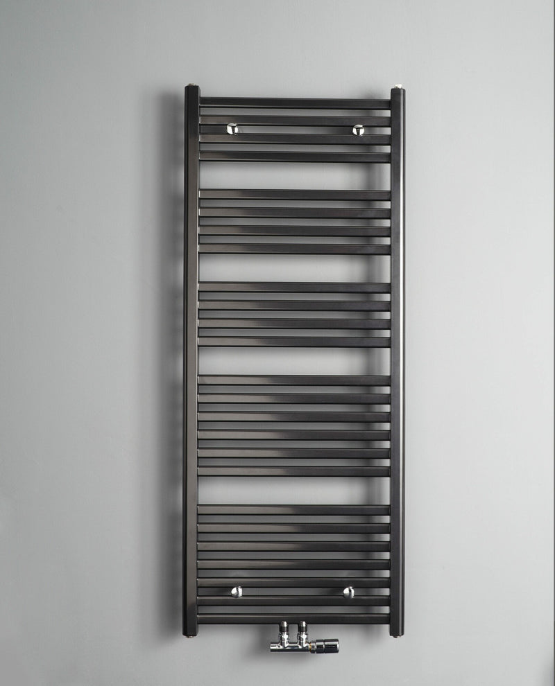 Instamat handdoekradiator Calda antraciet metallic met aansluitset - 126 x 45 cm