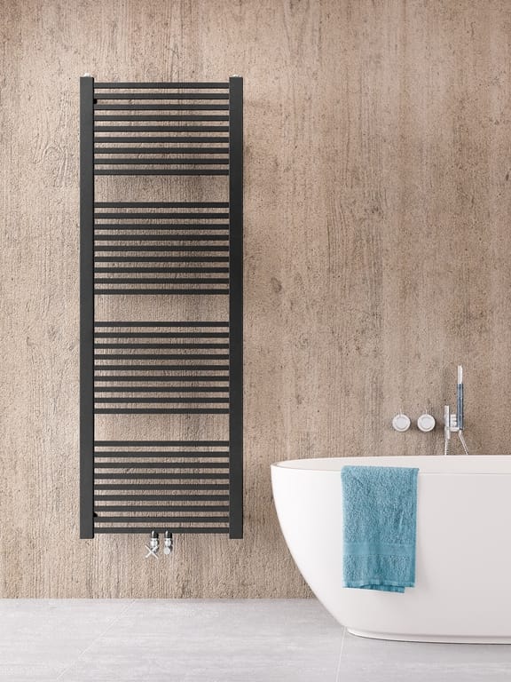 Instamat handdoekradiator Rim mat zwart met aansluitset - 74 x 60 cm