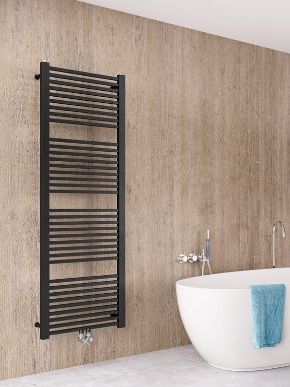 Instamat handdoekradiator Rim mat zwart met aansluitset - 150 x 60 cm