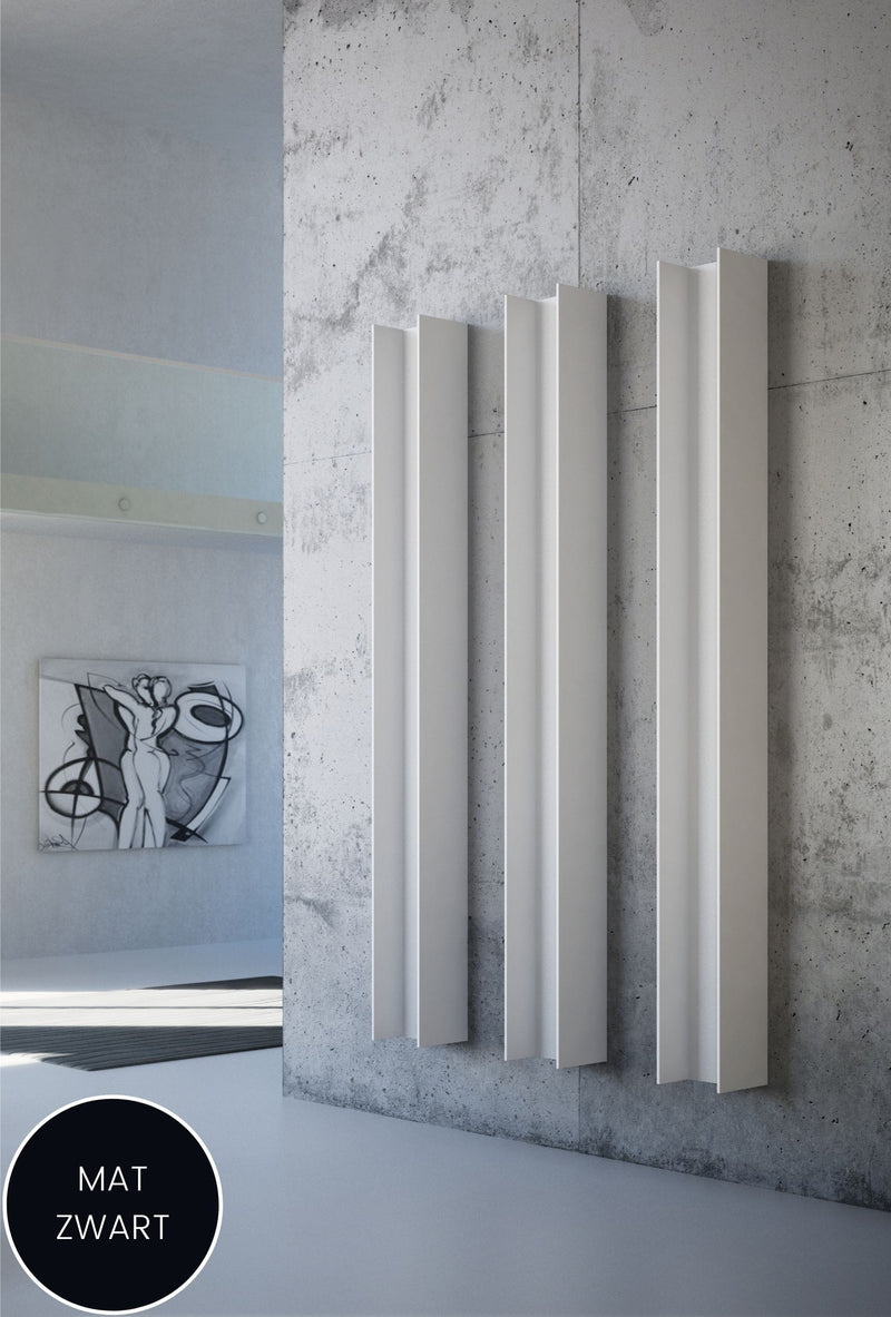 Instamat design radiator T2V mat zwart met aansluitset - 101 x 23 cm