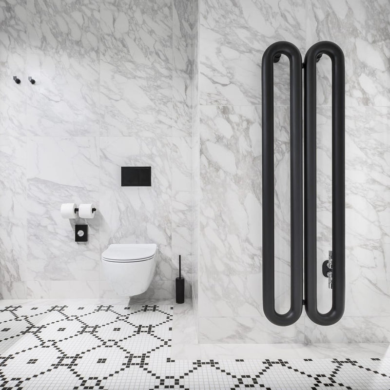 Instamat design radiator Tubone-V 2 elementen mat zwart - 150 x 44 cm