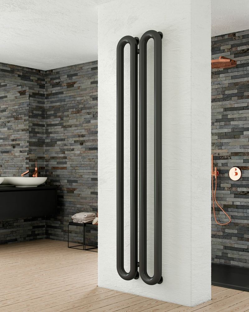 Instamat design radiator Tubone-V 2 elementen mat zwart - 150 x 44 cm