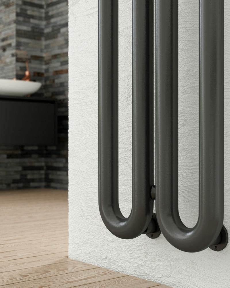 Instamat design radiator Tubone-V 2 elementen mat zwart - 200 x 44 cm