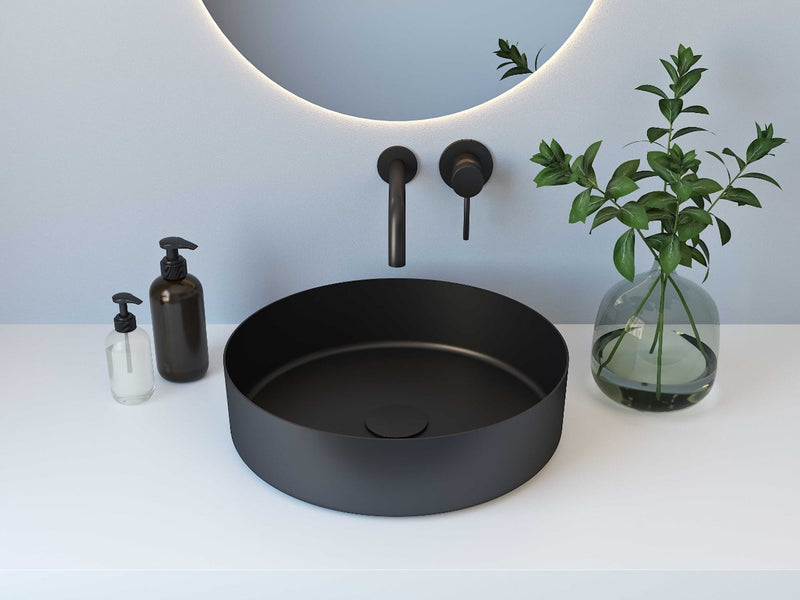 Djati RVS waskom Florence mat zwart - 40 cm