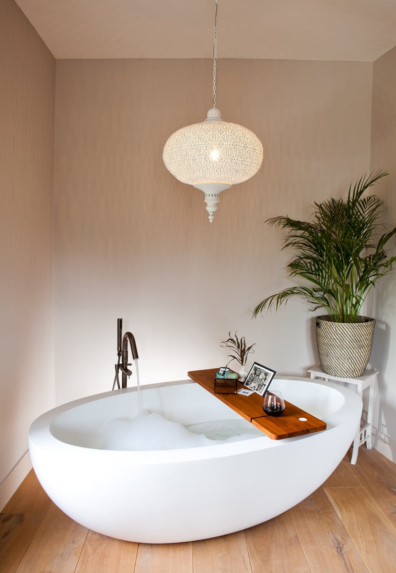 Djati solid surface vrijstaand ligbad Solid Baño Ovalado mat wit - 188 cm