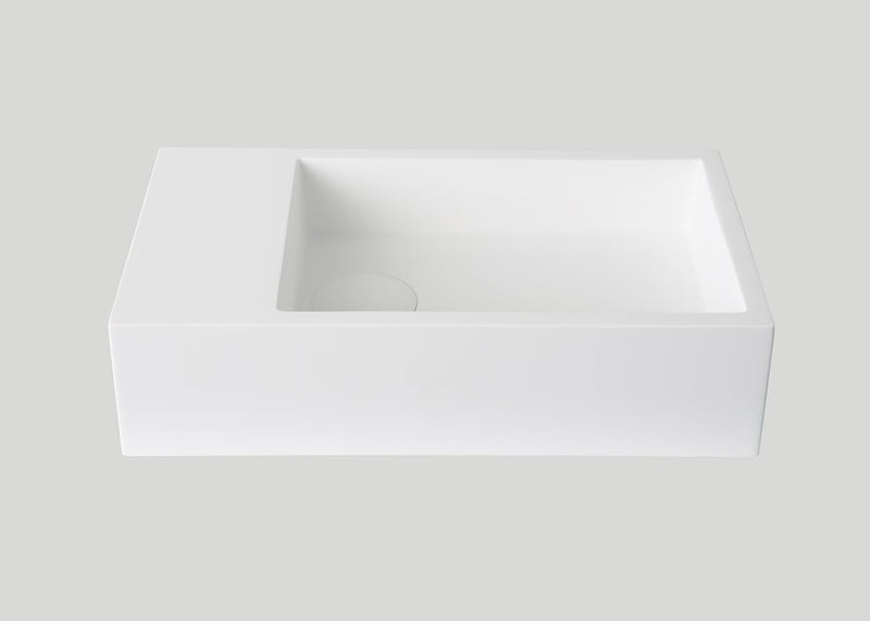 Mastello teak toiletmeubel Bali links en solid surface toiletfontein mat wit zonder kraangat - 40 cm