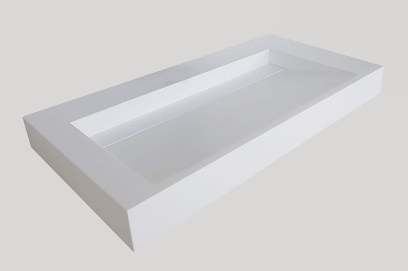 Mastello teak badmeubel Loft met frame en solid surface wastafel Cascate mat wit met kraangaten - 100 cm