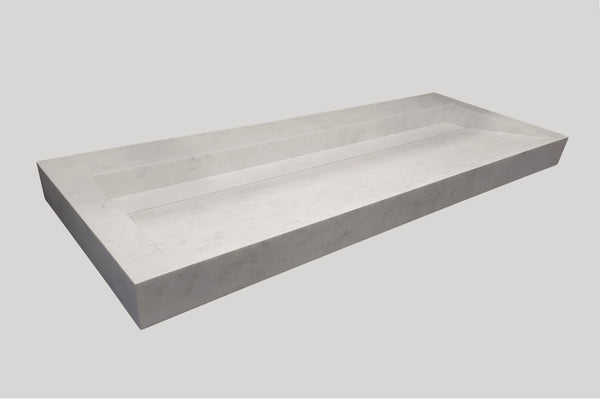 Djati solid surface enkele wastafel Solid Cascate mat marmer (0 kr.gt) - 100 cm