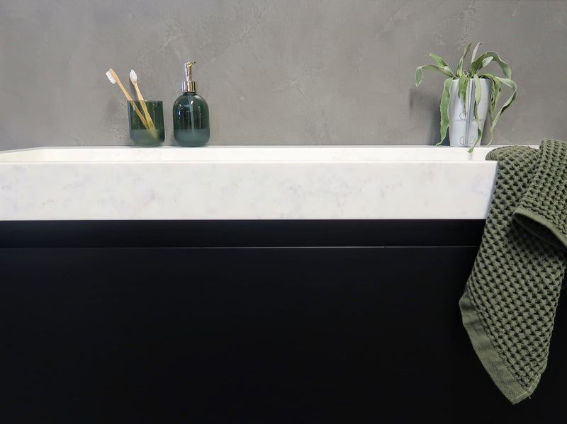 Mastello solid surface enkele wastafel Cascate mat marmer met kraangaten - 120 cm