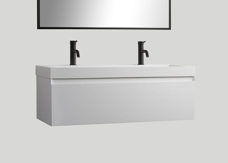 Mastello solid surface enkele wastafel Cascate mat wit zonder kraangat - 100 cm
