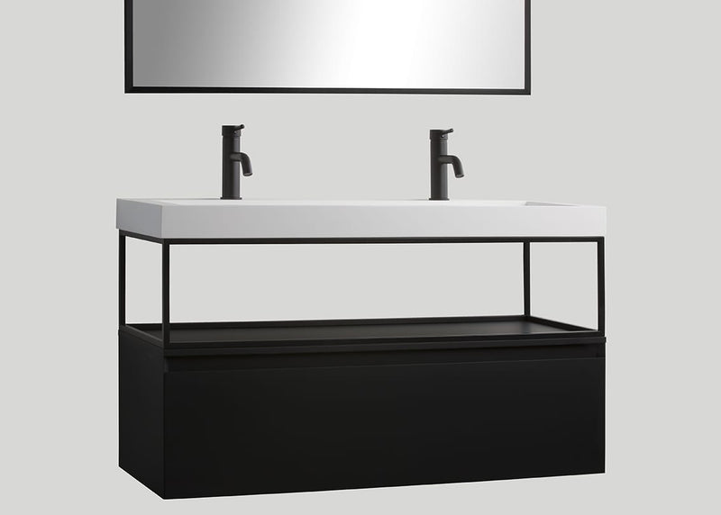 Mastello solid surface enkele wastafel Cascate mat wit zonder kraangat - 100 cm