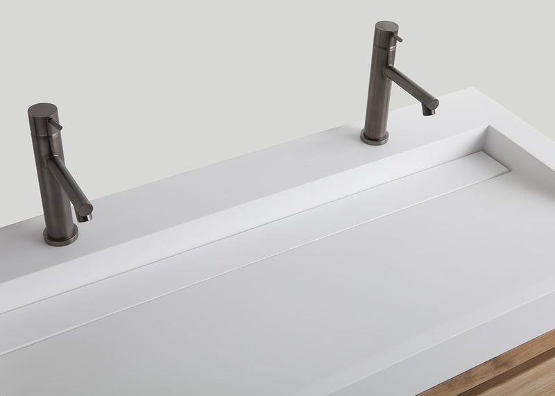 Mastello teak badmeubel Loft (2 lades) en solid surface wastafel Cascate vrijhangend mat wit - 120 cm