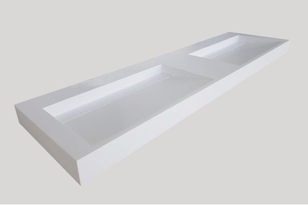 Mastello solid surface dubbele wastafel Solid Cascate mat wit (0 kr.gt) - 160 cm