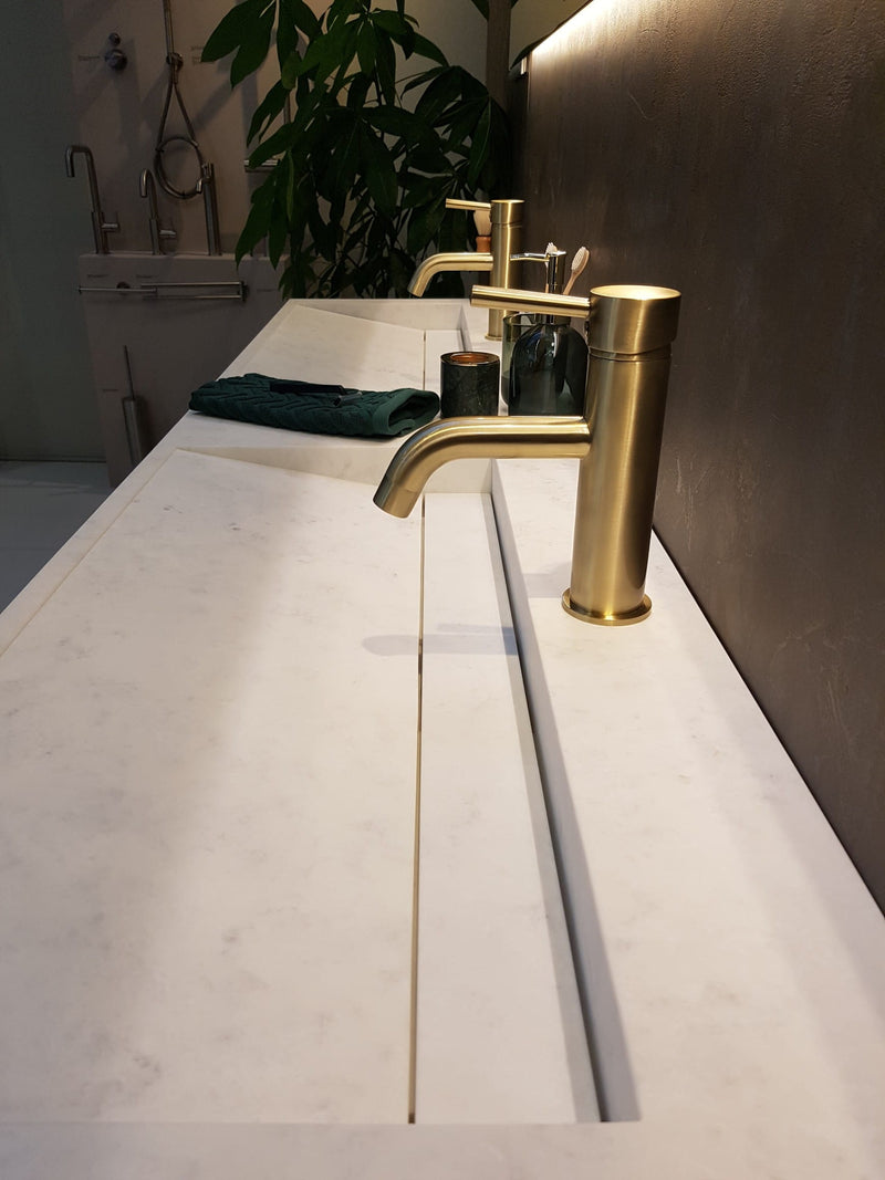 Mastello solid surface dubbele wastafel Cascate mat marmer zonder kraangaten - 160 cm