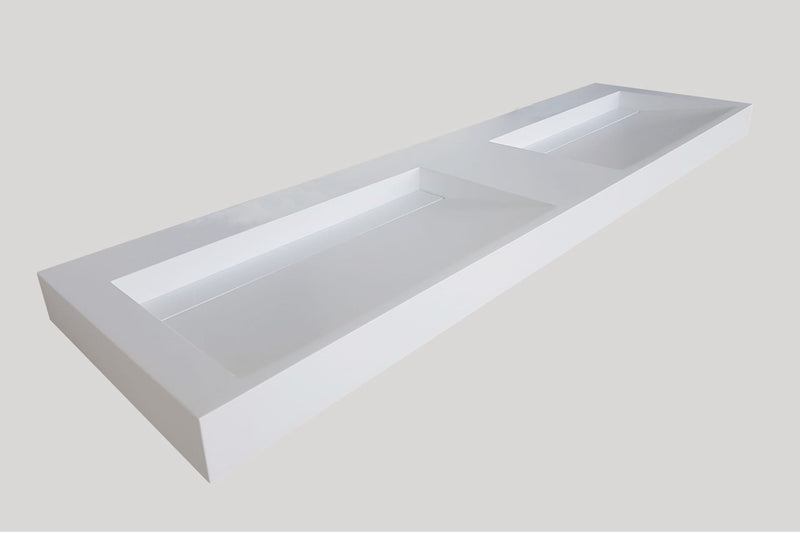 Mastello teak badmeubel Loft met frame en solid surface wastafel Cascate mat wit zonder kraangaten - 180 cm