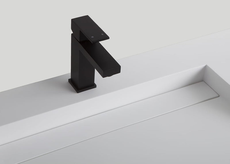 Mastello teak badmeubel Loft en solid surface wastafel Cascate vrijhangend mat wit zonder kraangaten - 140 cm